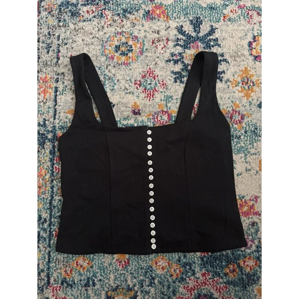 J.Crew Corset Top In Black Stretch Ponte Women's Size M
